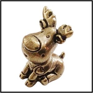 Antique Brass Christmas Reindeer Sculpture Figure